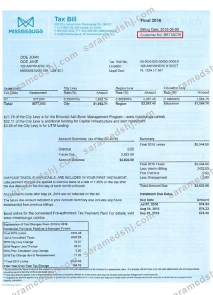 Canada Mississauga tax bill
